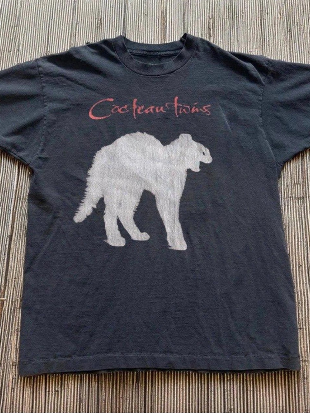 Black Graphic Cat T-Shirt, Cocteau twin band shirt